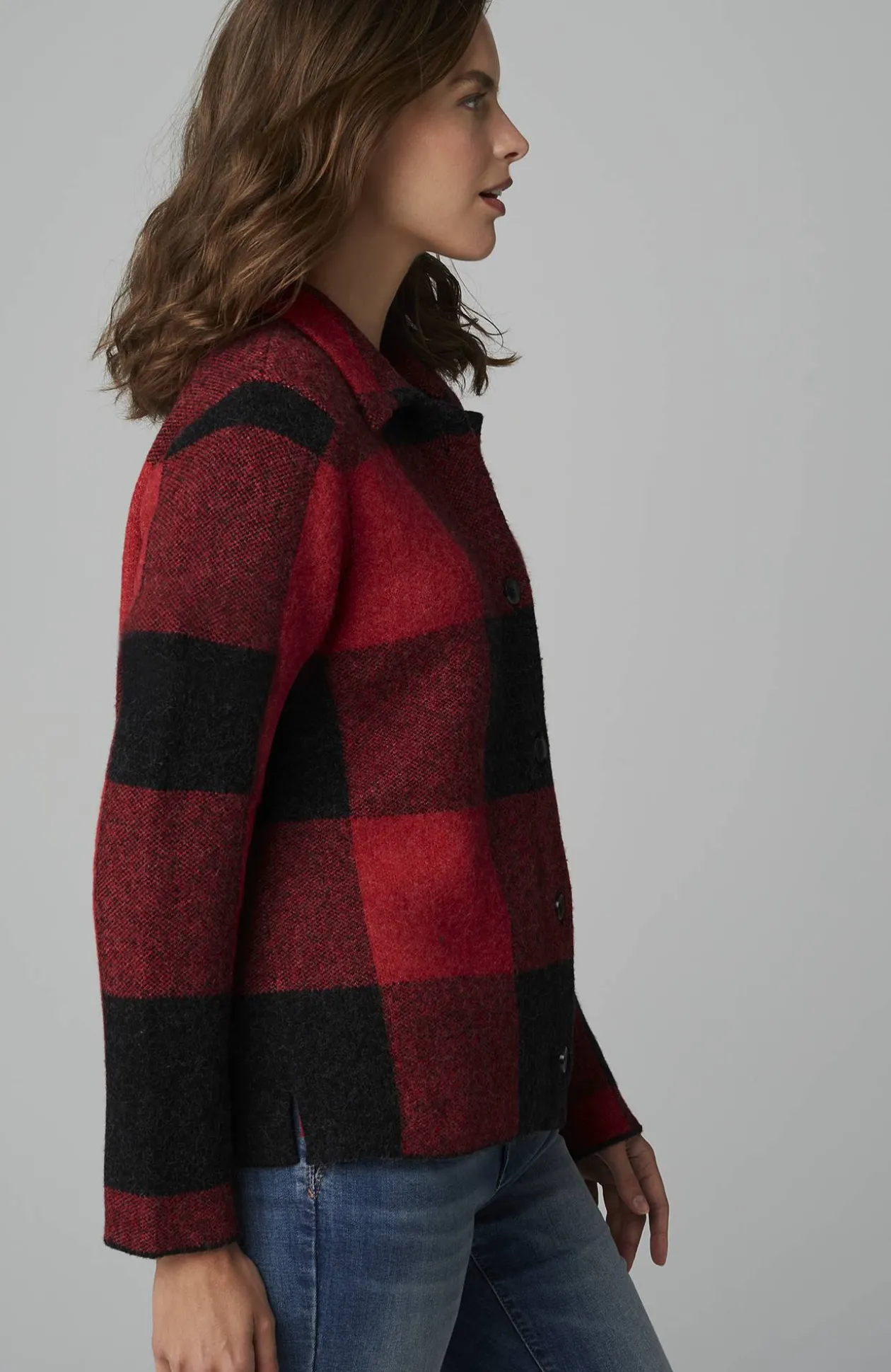 Plaid Button-Front Sweater