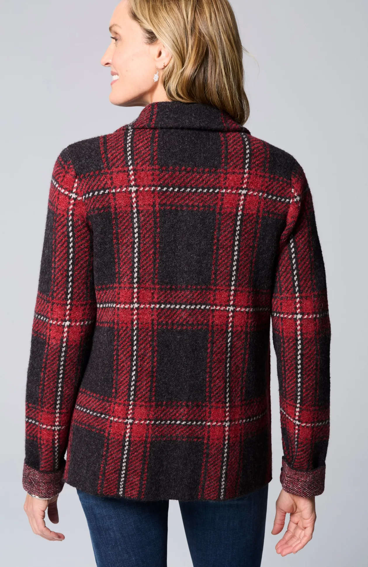 Plaid Button-Front Sweater