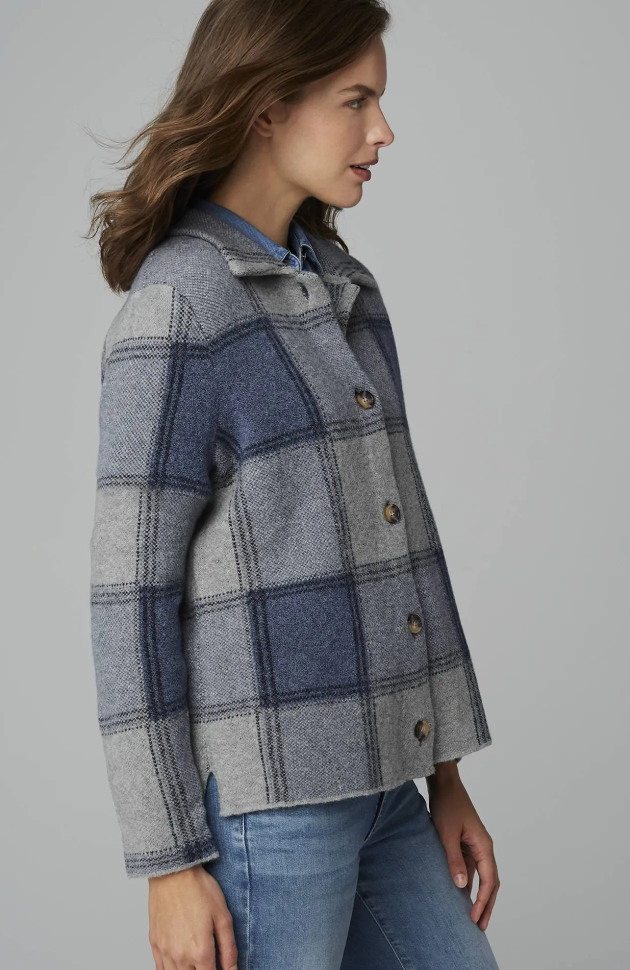 Plaid Button-Front Sweater