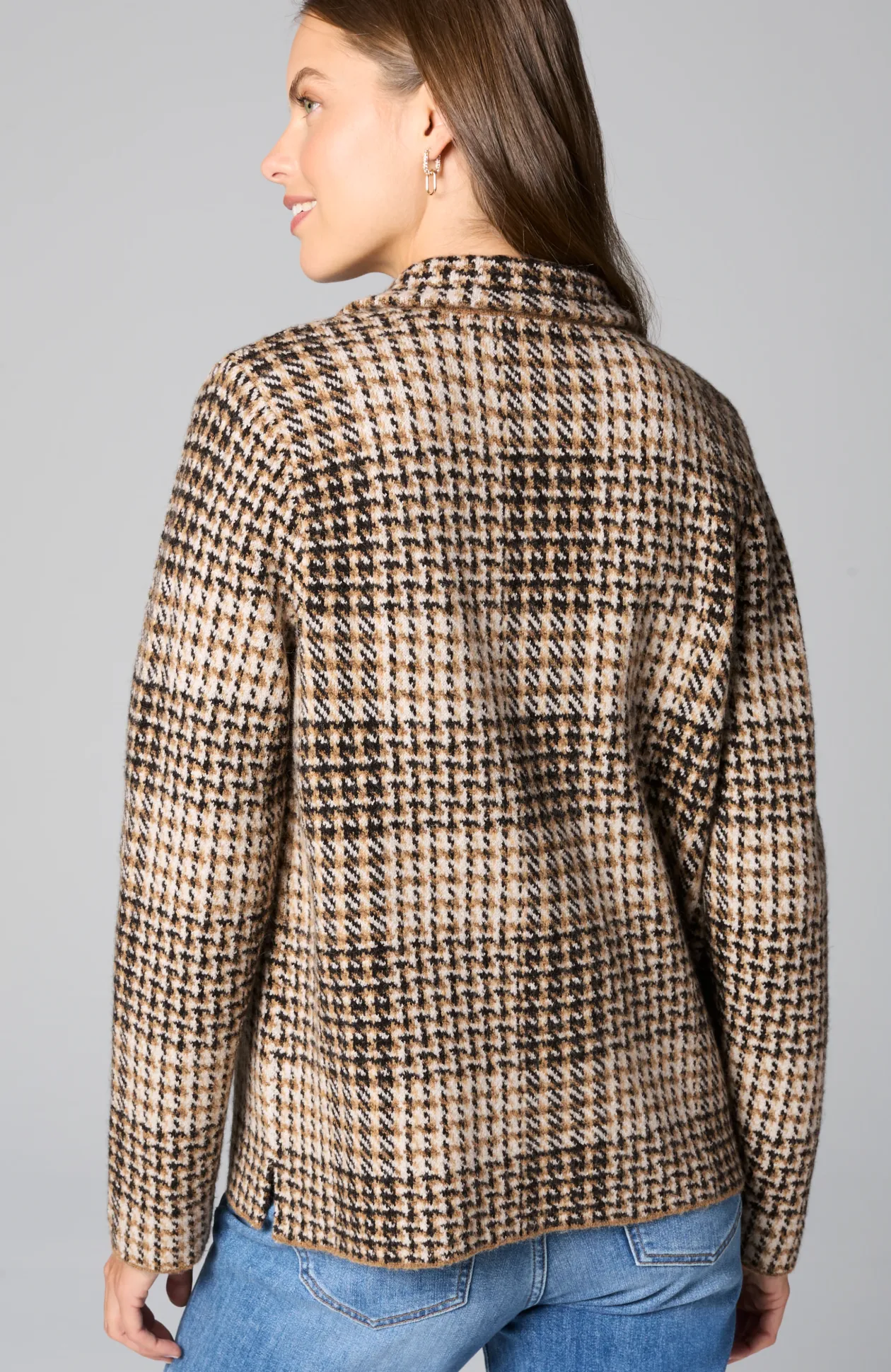 Plaid Button-Front Sweater