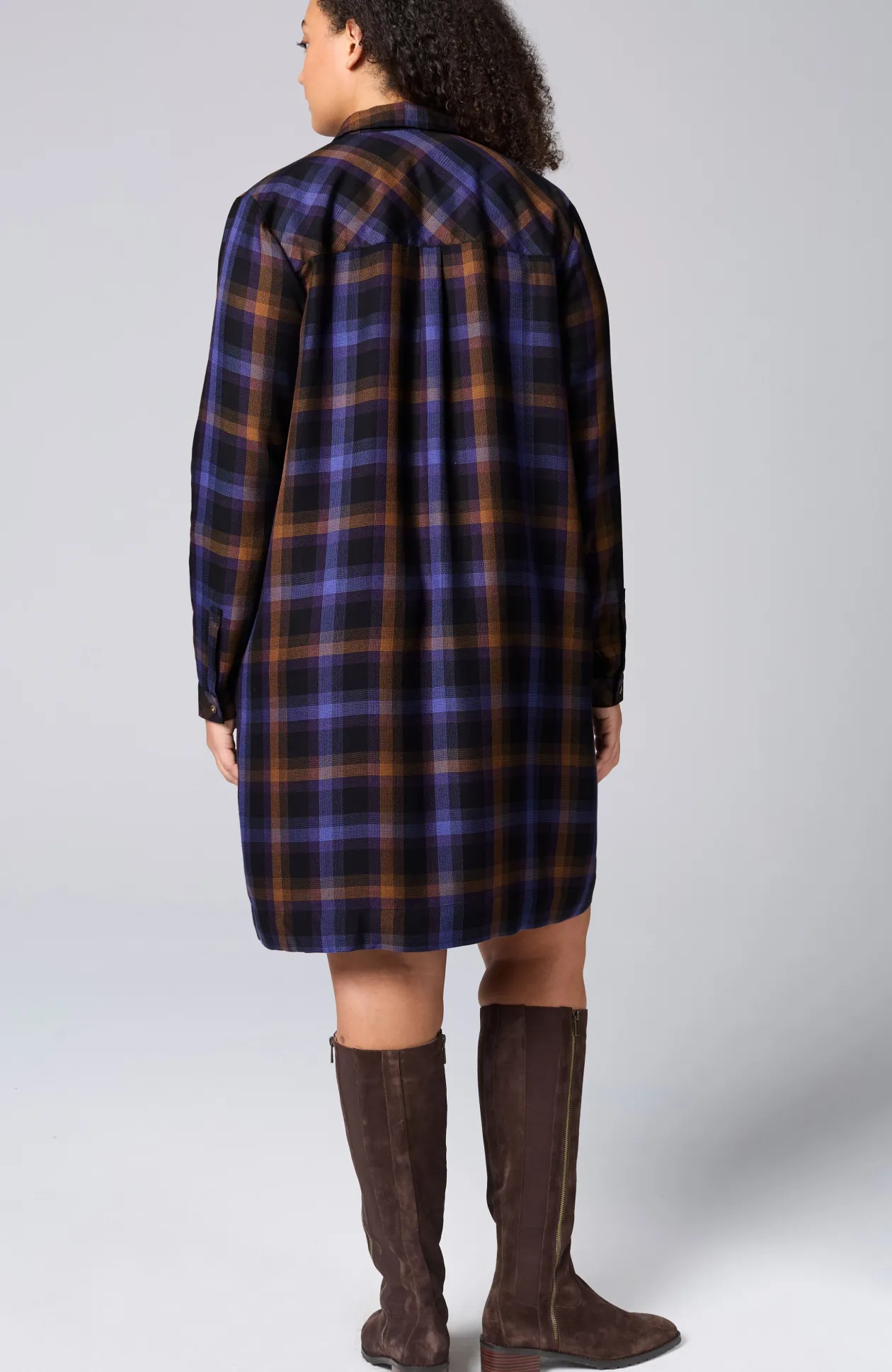Plaid Split-Neck Dress
