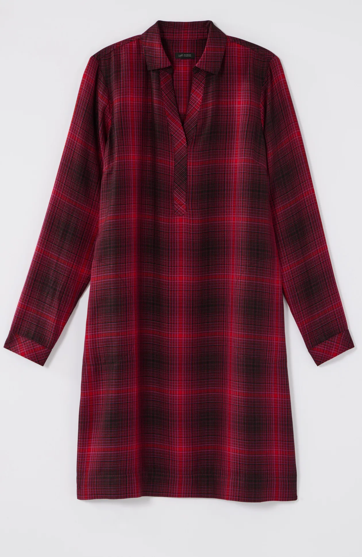Plaid Split-Neck Dress