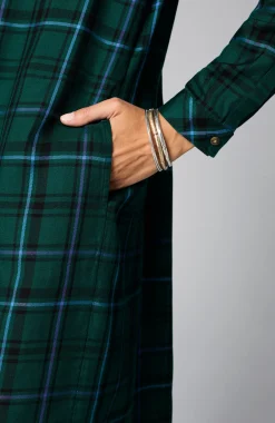 Plaid Split-Neck Dress