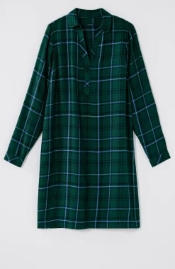 Plaid Split-Neck Dress