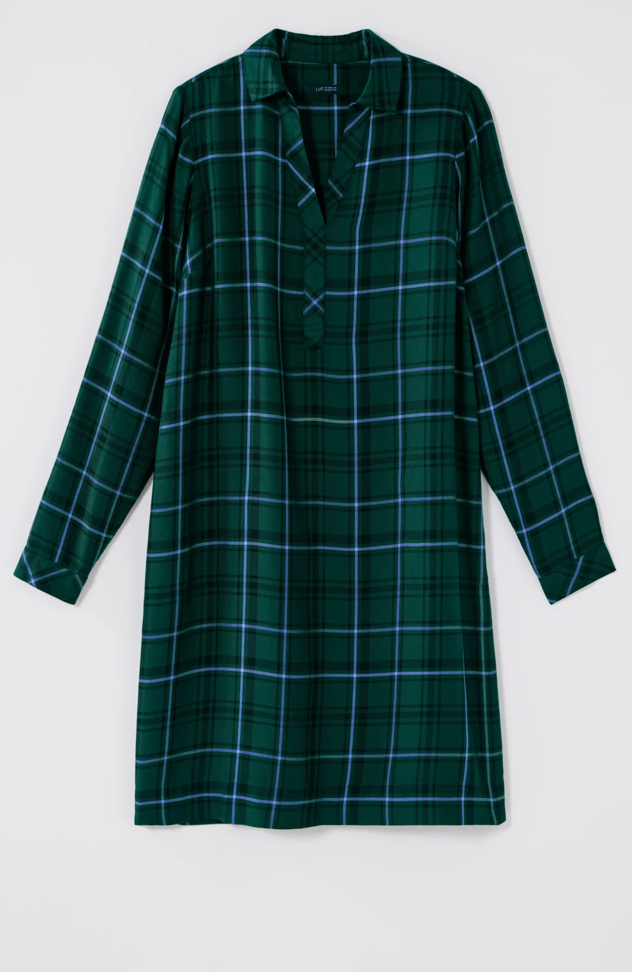 Plaid Split-Neck Dress