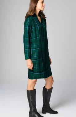 Plaid Split-Neck Dress