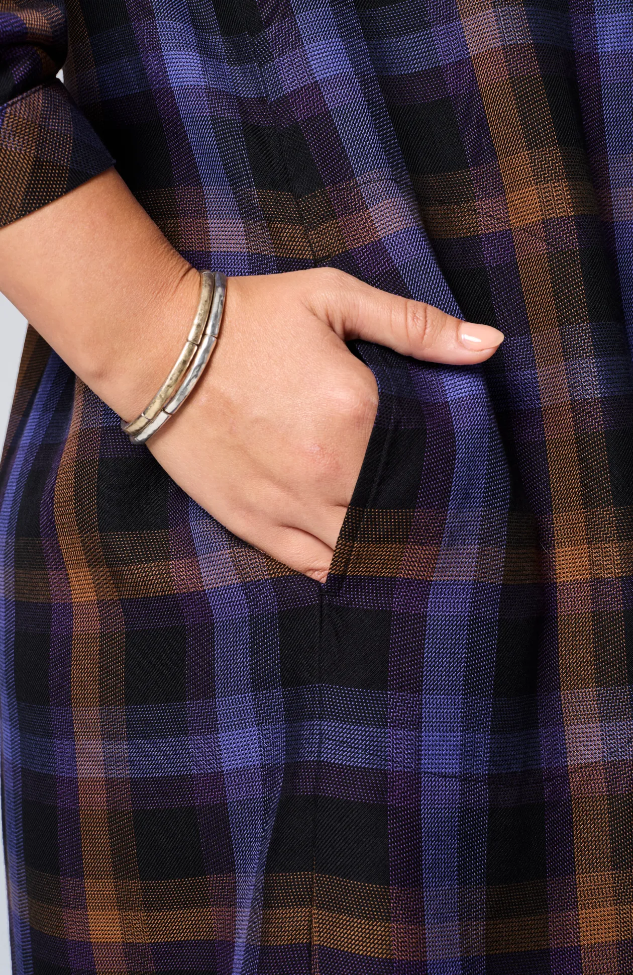 Plaid Split-Neck Dress