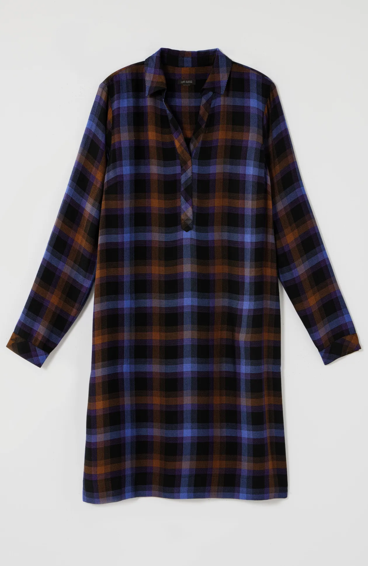 Plaid Split-Neck Dress