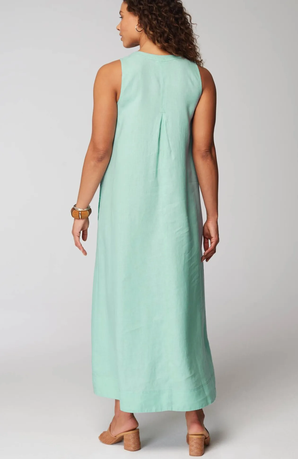 Pleated Linen Maxi Dress