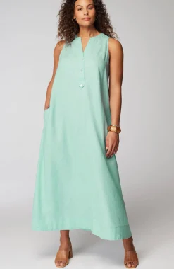 Pleated Linen Maxi Dress