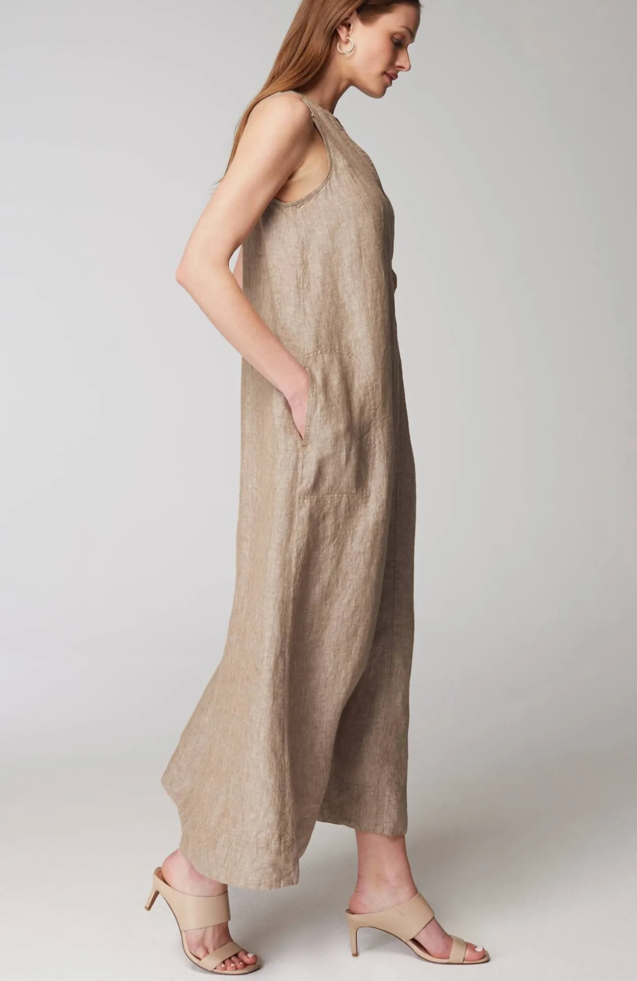 Pleated Linen Maxi Dress