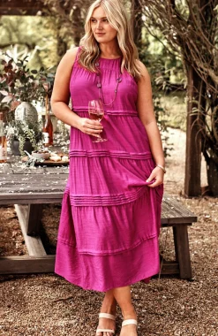 Pleated-Tiers Maxi Dress