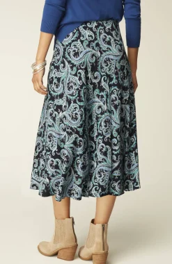 Printed A-Line Midi Skirt