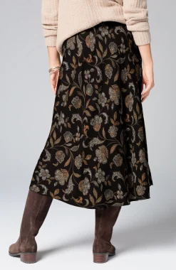 Printed A-Line Midi Skirt