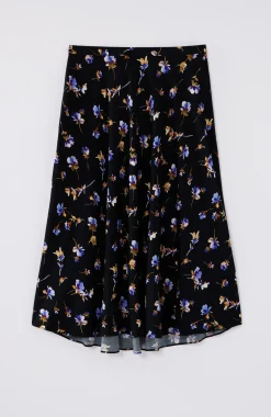 Printed A-Line Midi Skirt