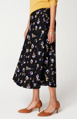 Printed A-Line Midi Skirt
