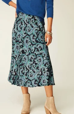 Printed A-Line Midi Skirt