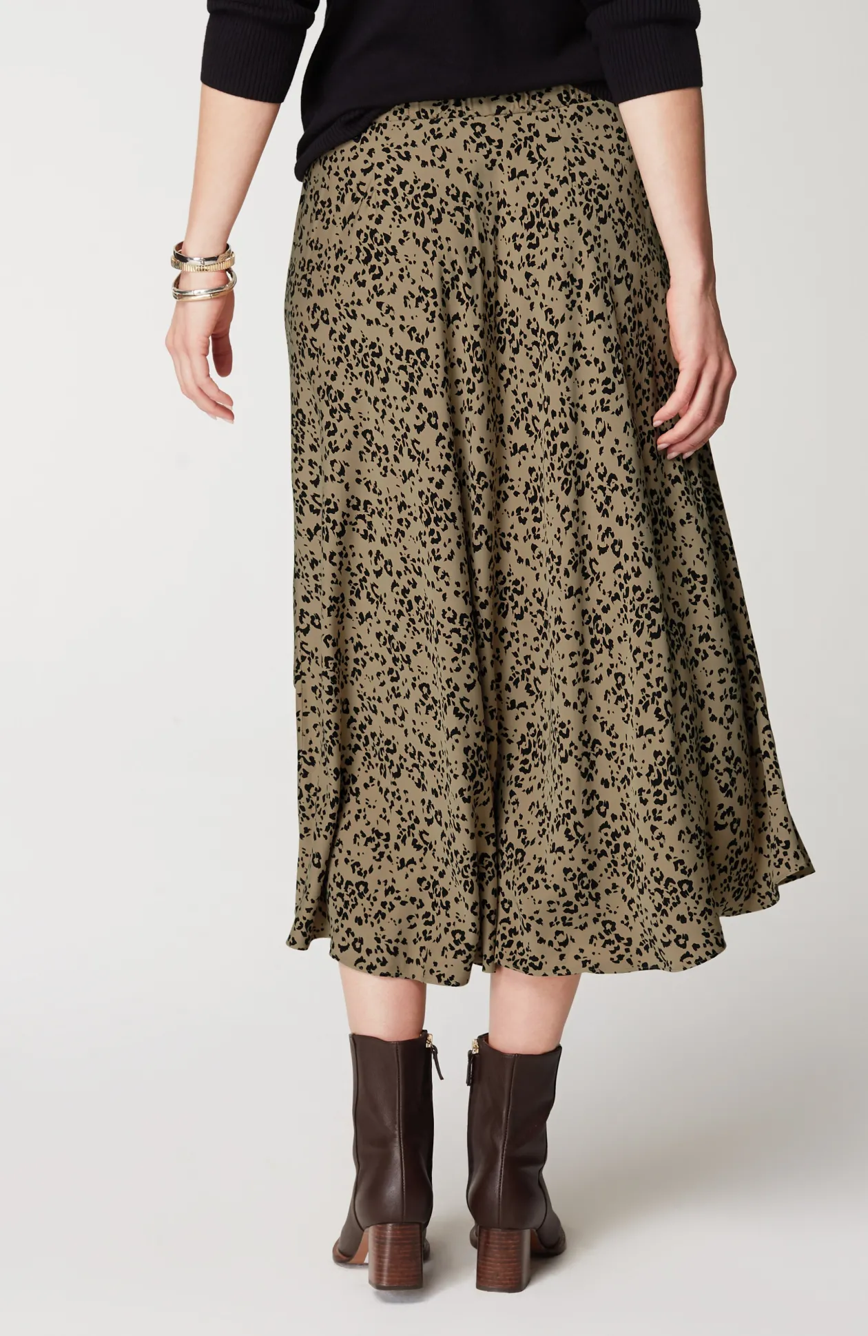 Printed A-Line Midi Skirt