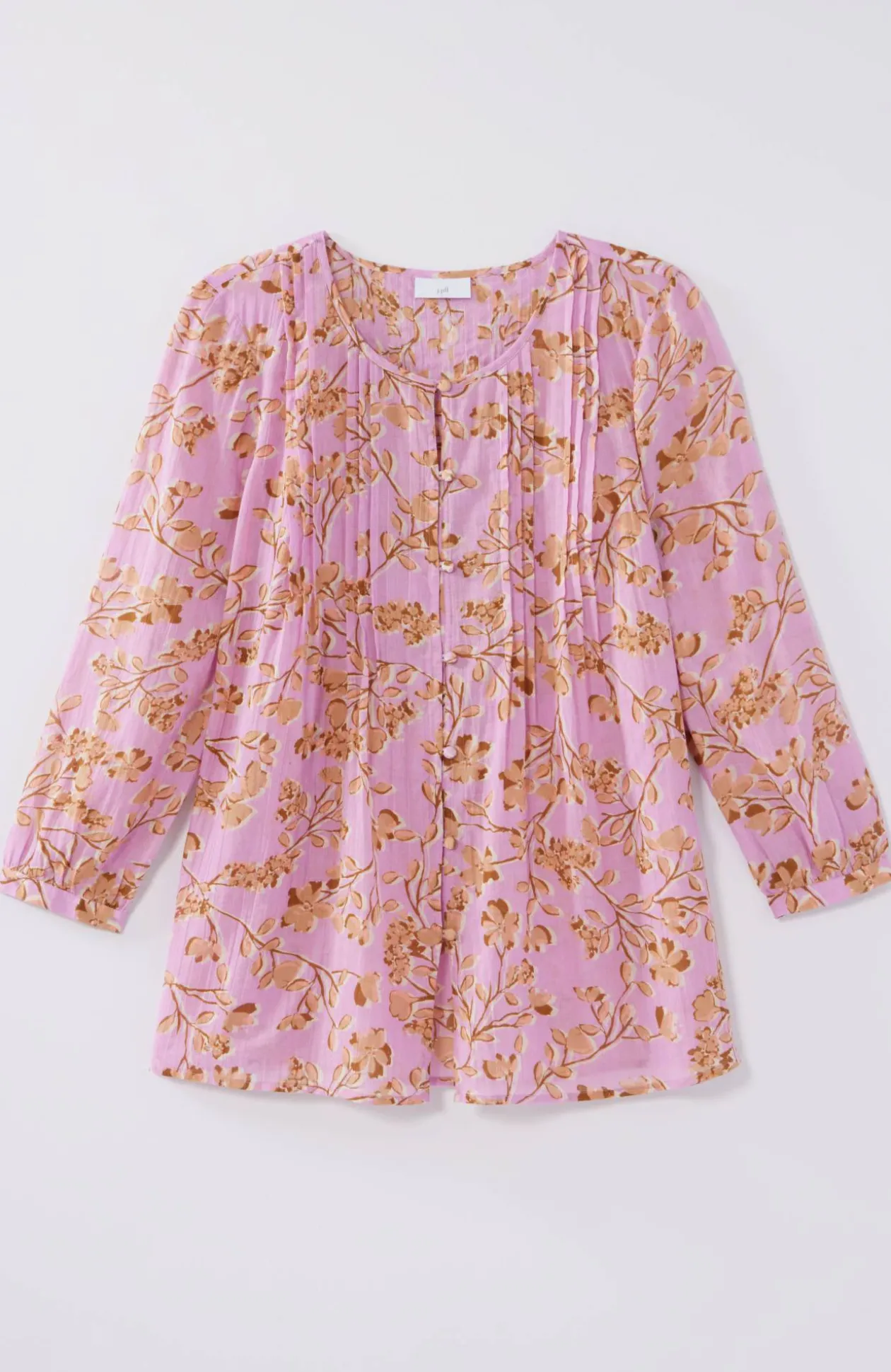 Printed A-Line Pintucked Top