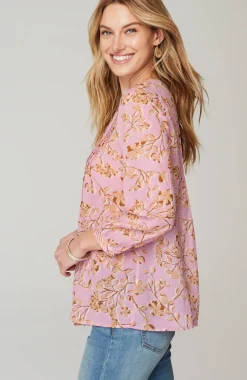 Printed A-Line Pintucked Top