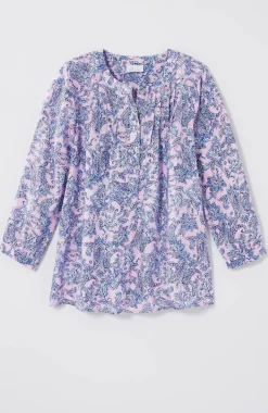 Printed Linen Pintucked Popover