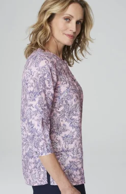 Printed Linen Pintucked Popover