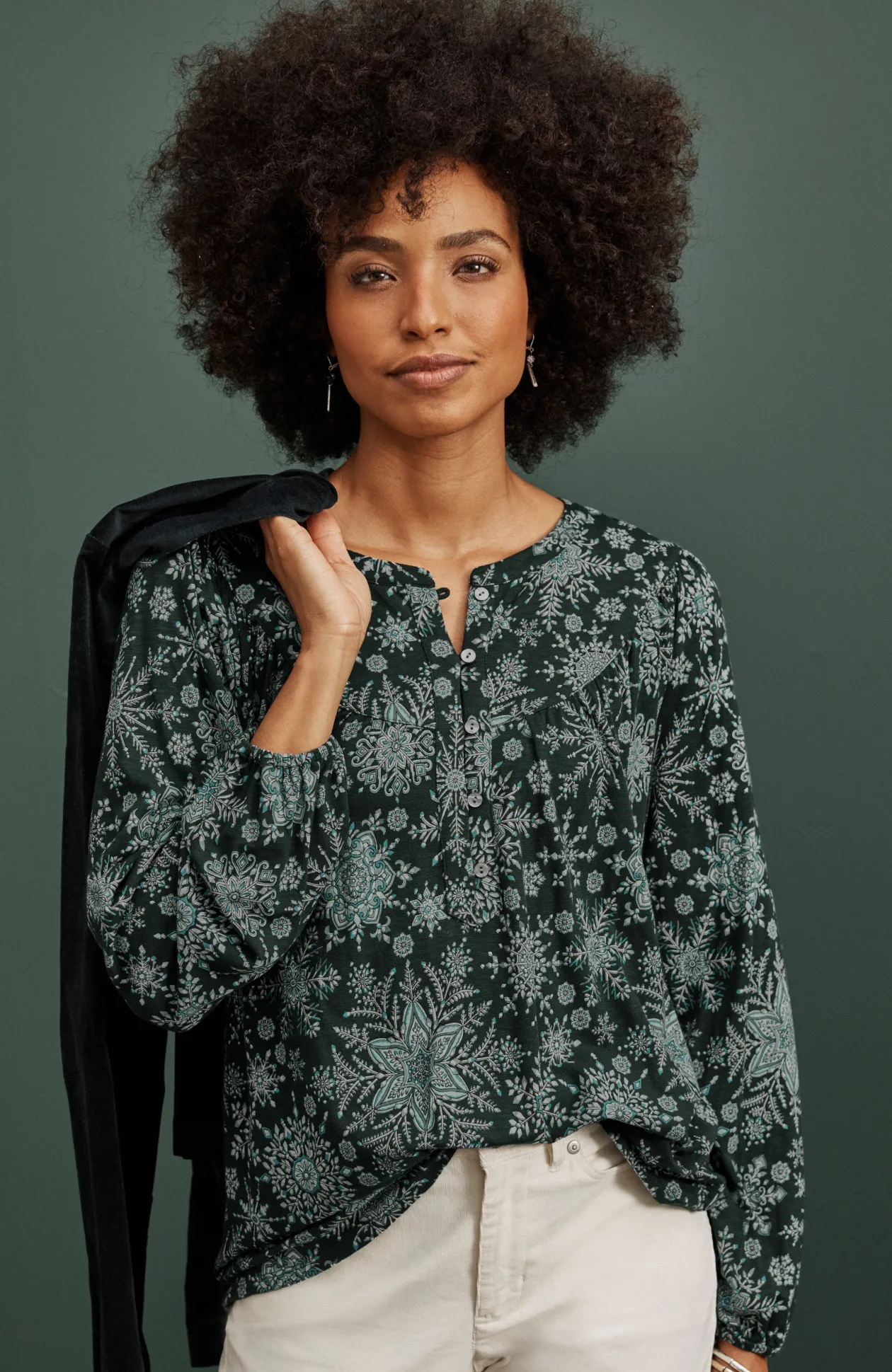 Printed Peasant Top