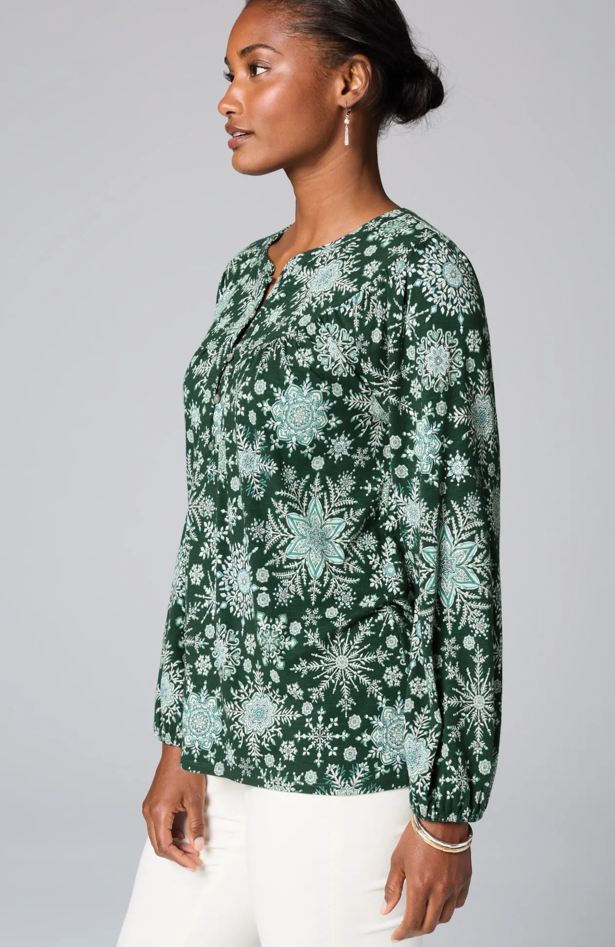 Printed Peasant Top