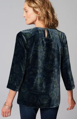 Printed-Velvet Top