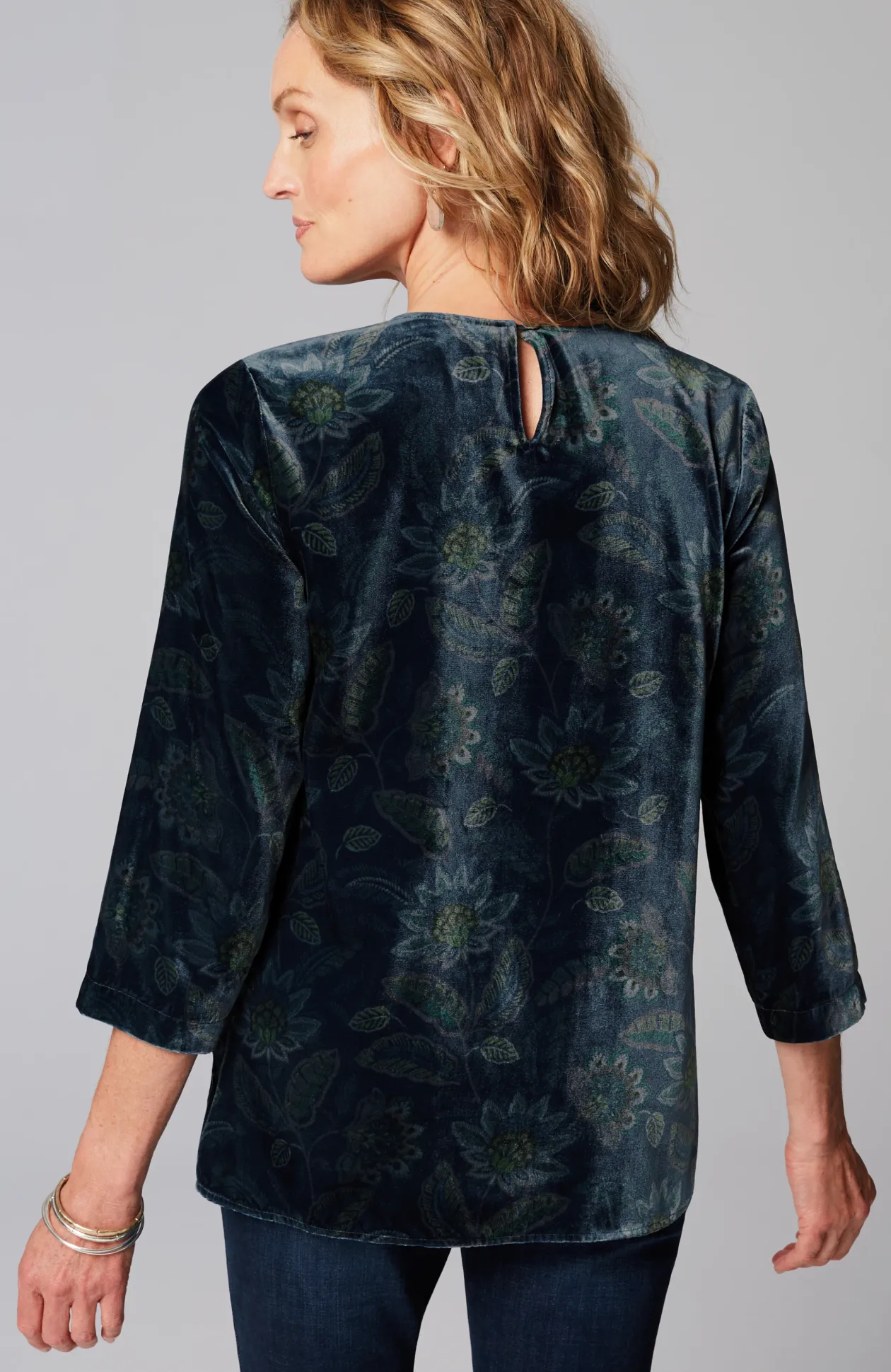 Printed-Velvet Top
