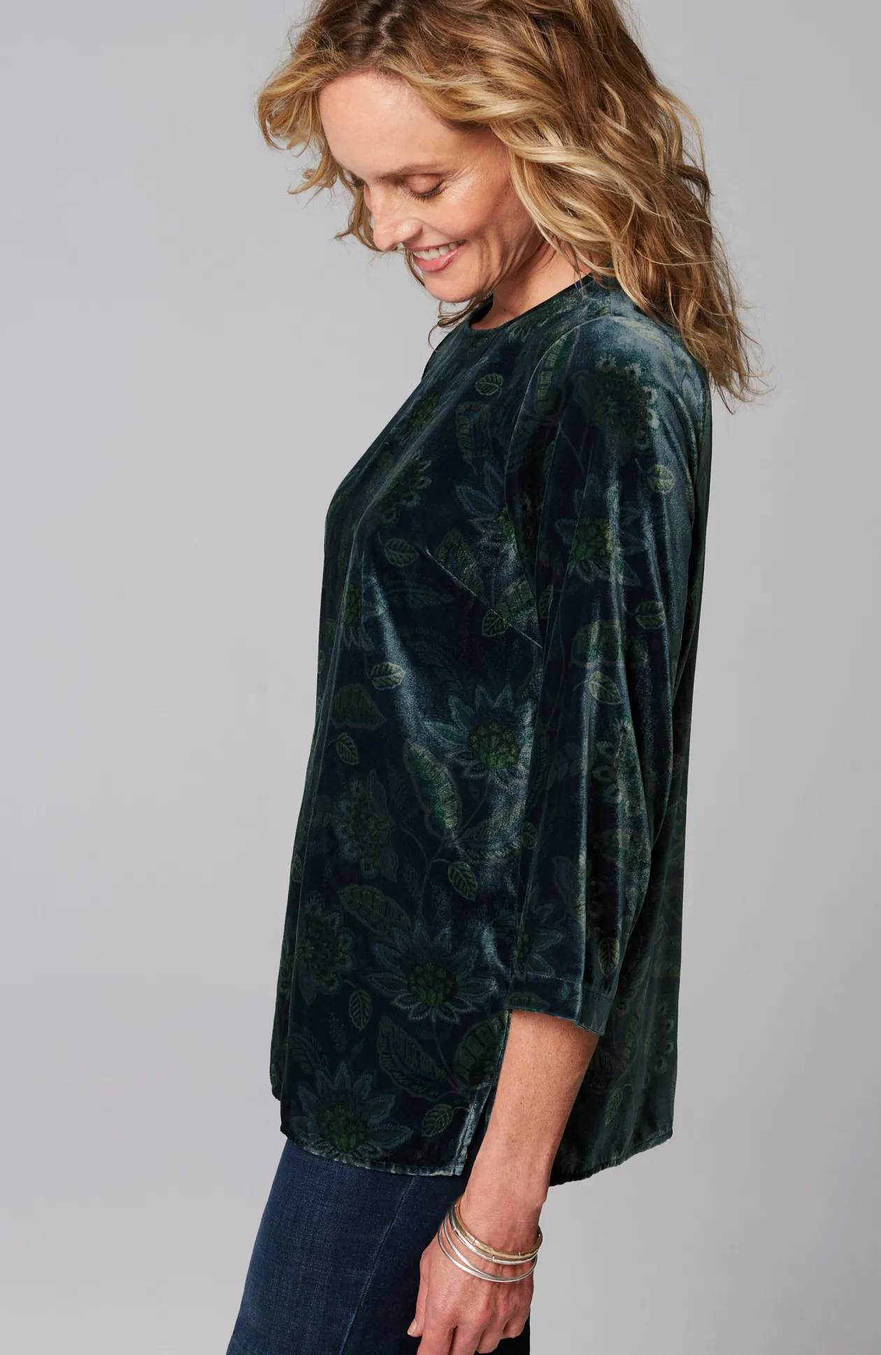 Printed-Velvet Top