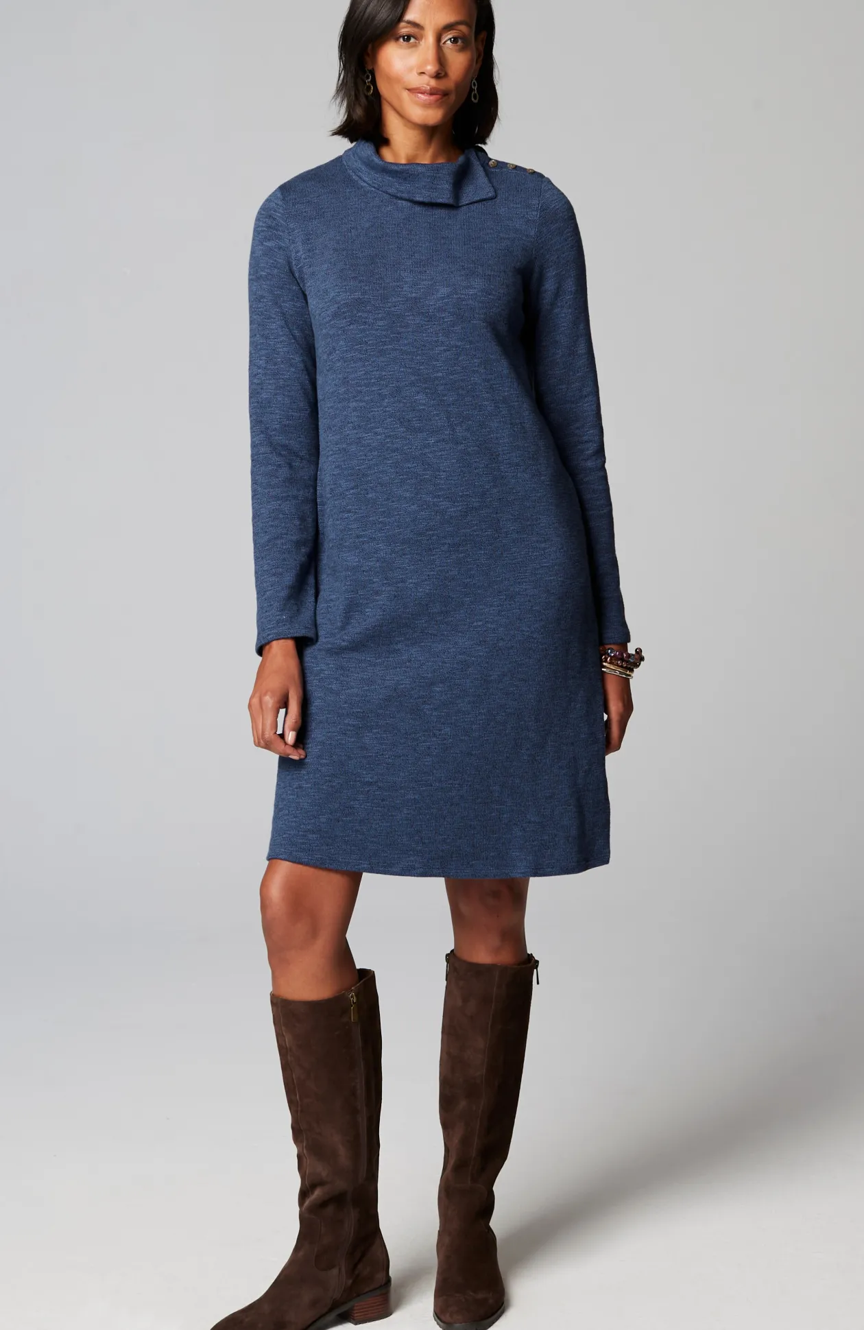 Pure Jill Asymmetrical Cowl-Neck Dress