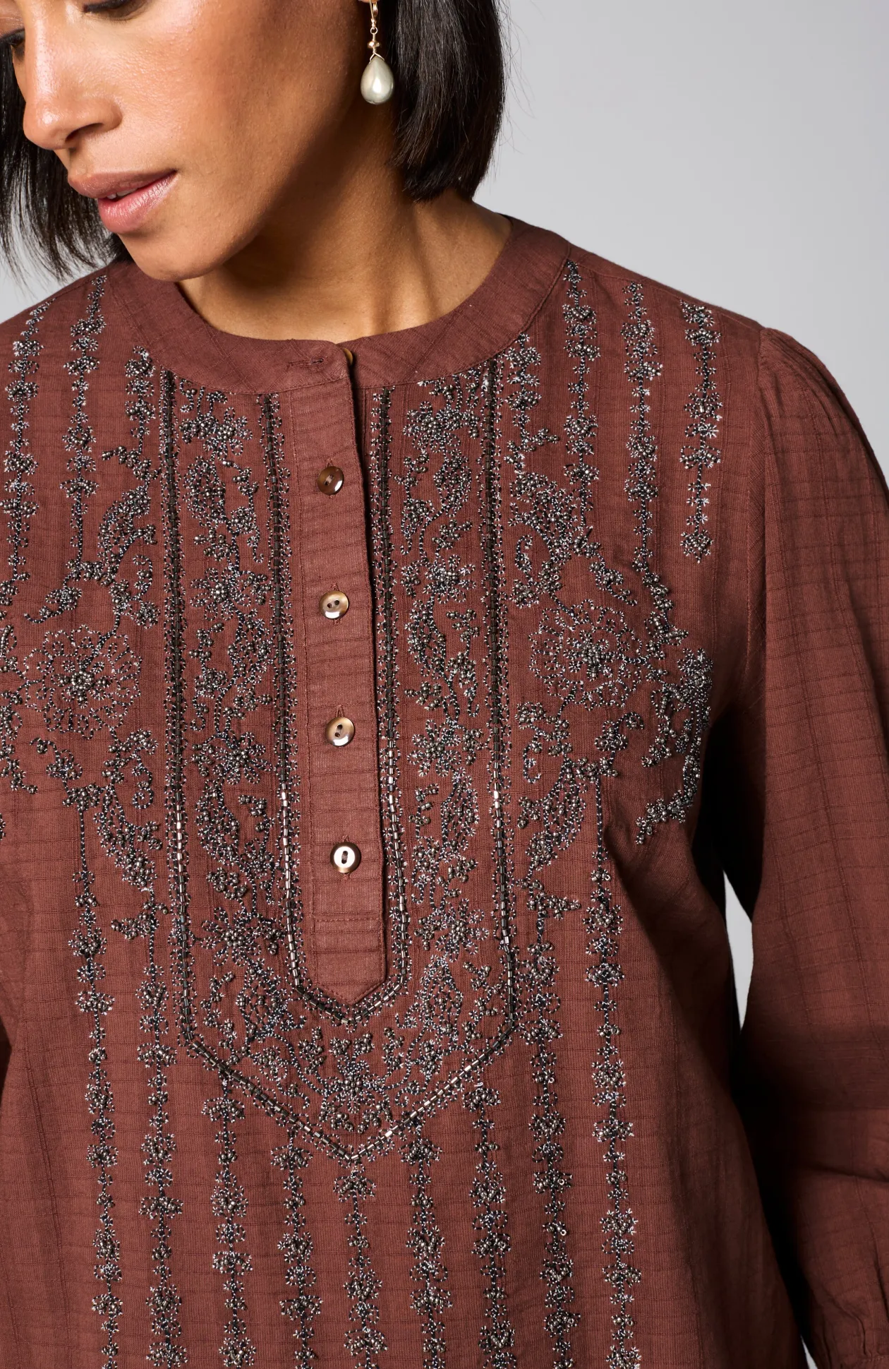 Pure Jill Beaded & Embroidered Top