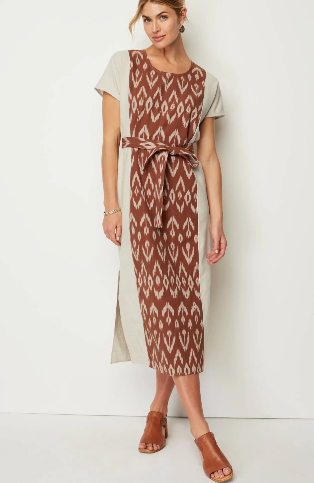 Pure Jill Belted Ikat Dress