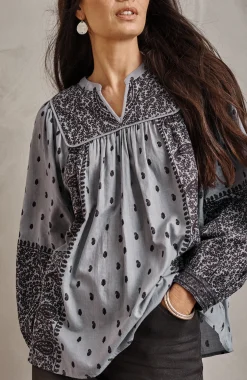 Pure Jill Block-Printed Paisley Top