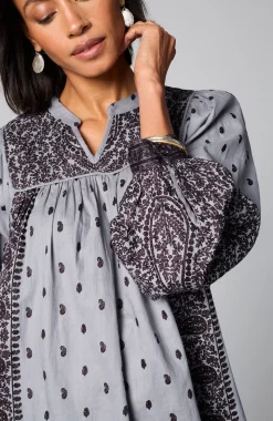 Pure Jill Block-Printed Paisley Top