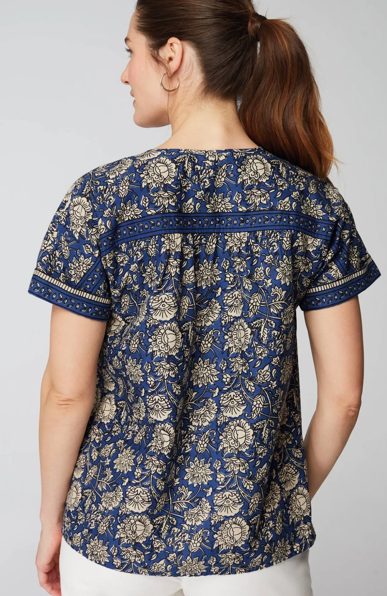Pure Jill Block-Printed Voile Top