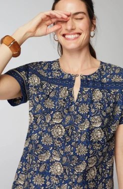 Pure Jill Block-Printed Voile Top