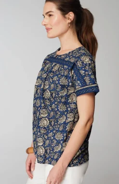 Pure Jill Block-Printed Voile Top