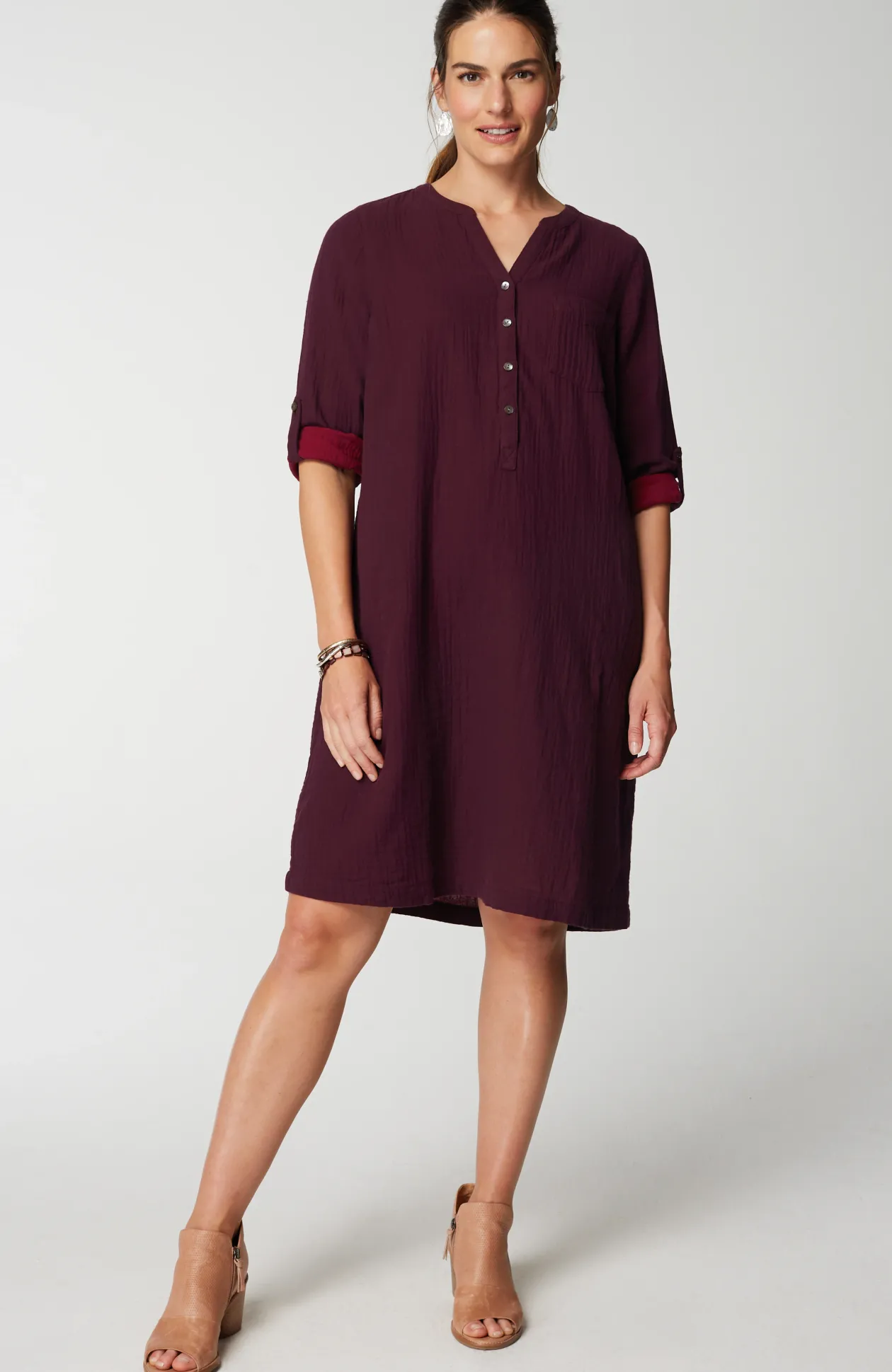 Pure Jill Color-Block Double-Cloth Dress