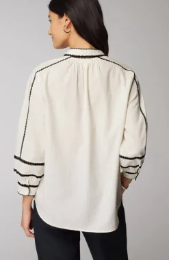 Pure Jill Contrast-Trim Top