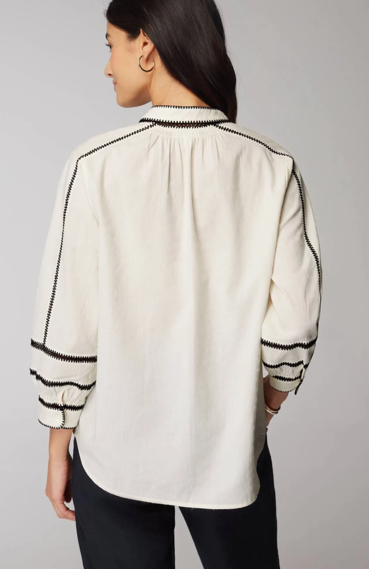 Pure Jill Contrast-Trim Top