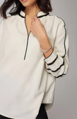 Pure Jill Contrast-Trim Top