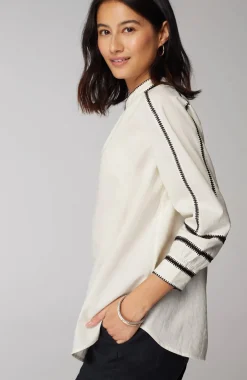 Pure Jill Contrast-Trim Top