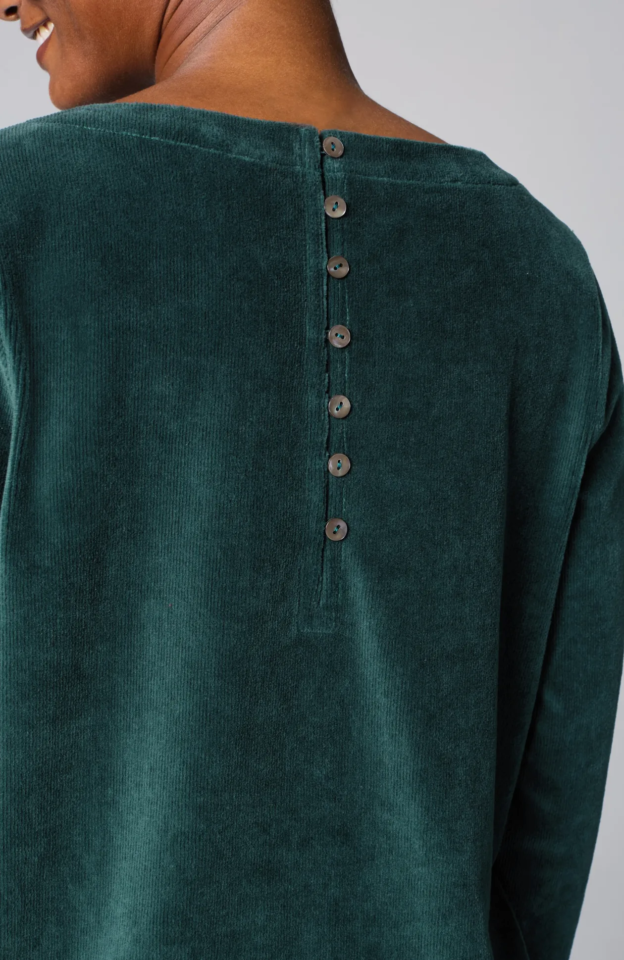 Pure Jill Corded-Velour Buttoned-Back Top