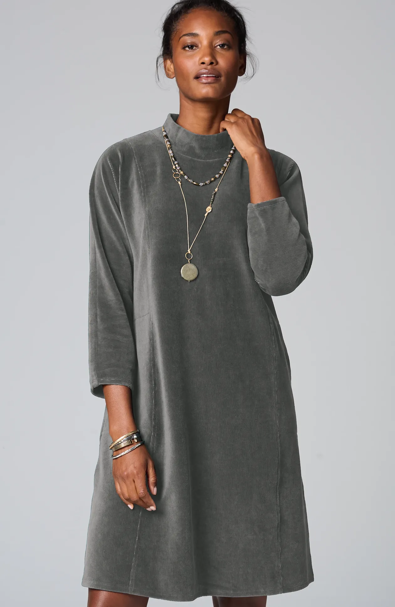 Pure Jill Corded-Velour Dress
