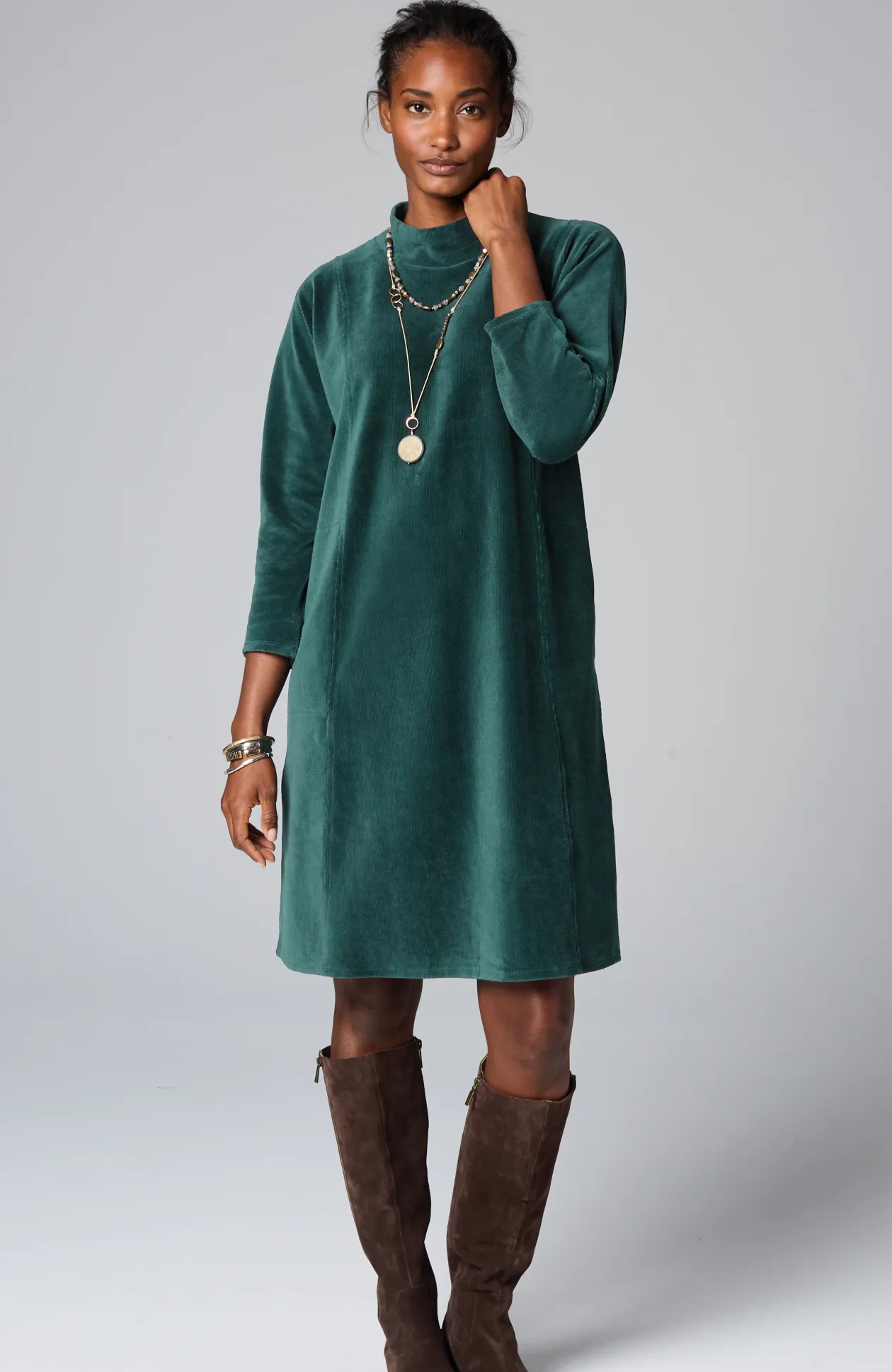 Pure Jill Corded-Velour Dress