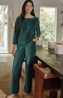 Pure Jill Corded-Velour Wide-Leg Pants