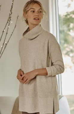 Pure Jill Diagonal Knit Mock-Neck Tunic