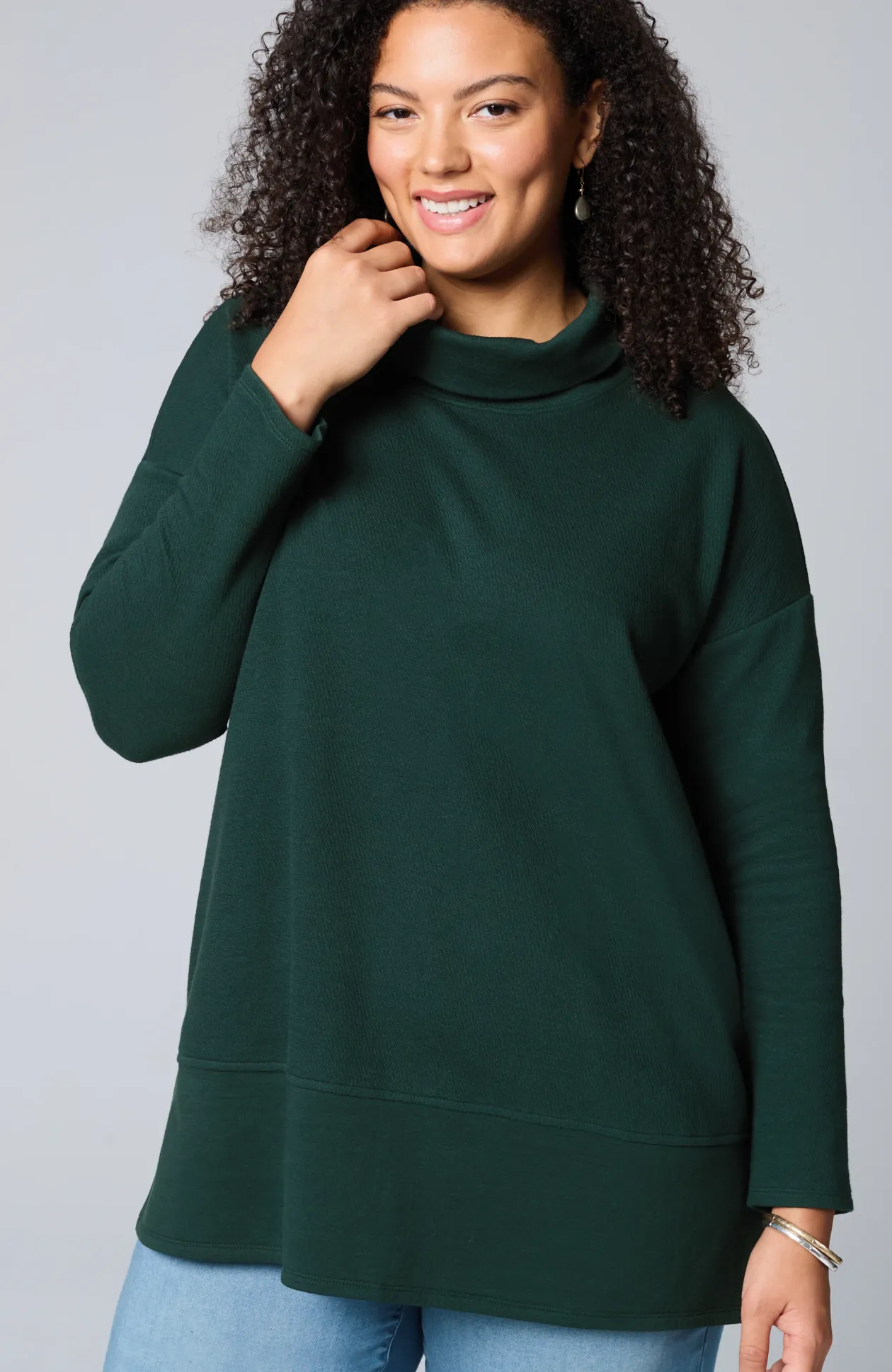 Pure Jill Diagonal Knit Mock-Neck Tunic